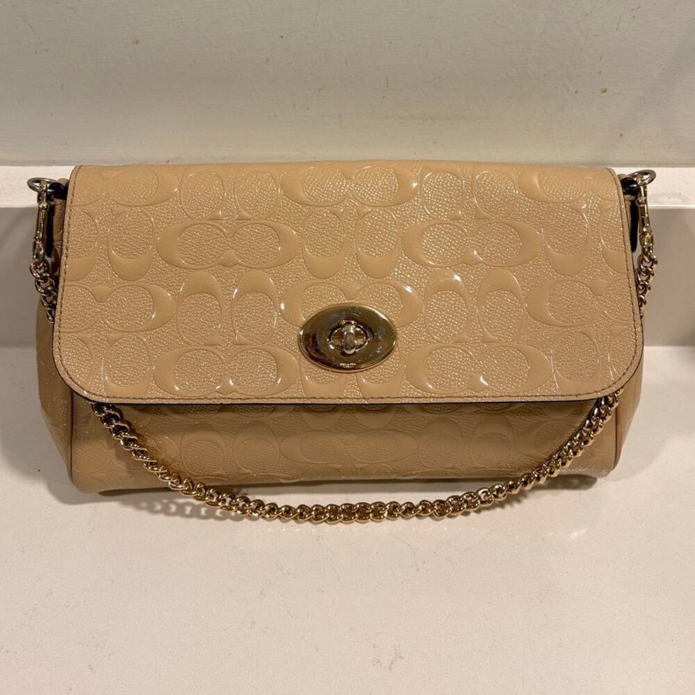 Coach Patent Leather Signature C Turnlock RUBY Debossed Shoulder Bag  Purse Y2K
